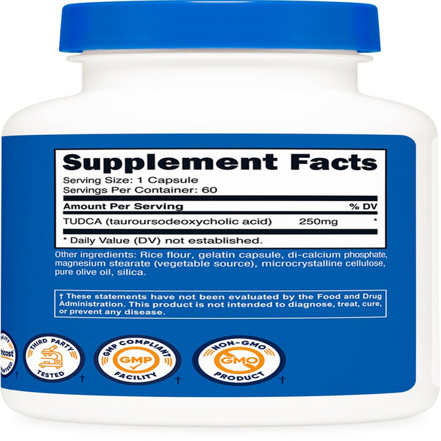 Nutricost Tudca 250Mg, 60 Capsules (Tauroursodeoxycholic Acid) - Gluten Free, Non-Gmo Supplement