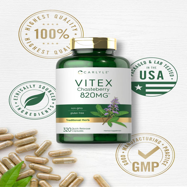 Vitex Chasteberry Supplement | 820Mg | 320 Capsules | by Carlyle