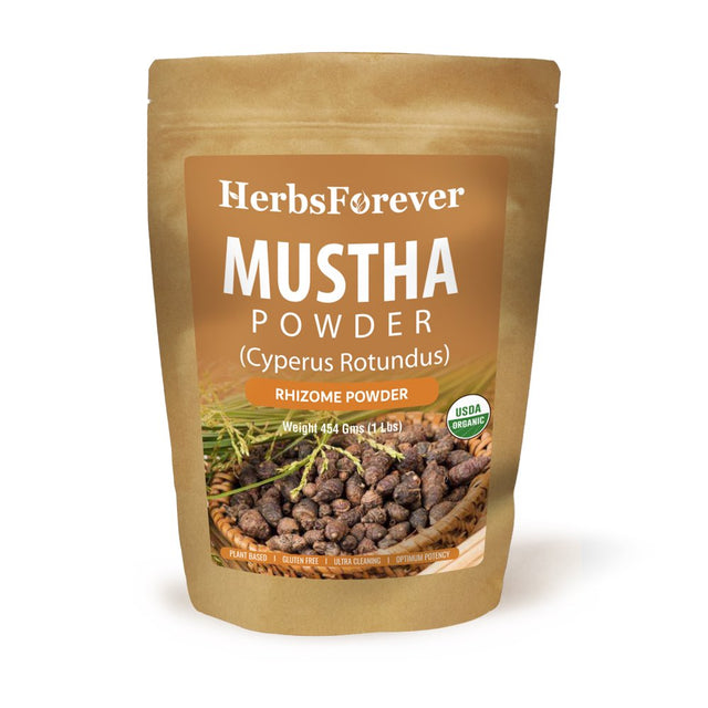 Herbsforever Mustha Powder – Cyperus Rotundus – Promotes Gut & Digestive Health – Helps in Hair Growth – Non GMO, Organic, Vegan – 454 GMS