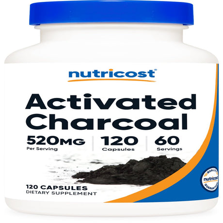 Nutricost Activated Charcoal 520Mg, 120 Capsules - Non-Gmo & Gluten Free Supplement