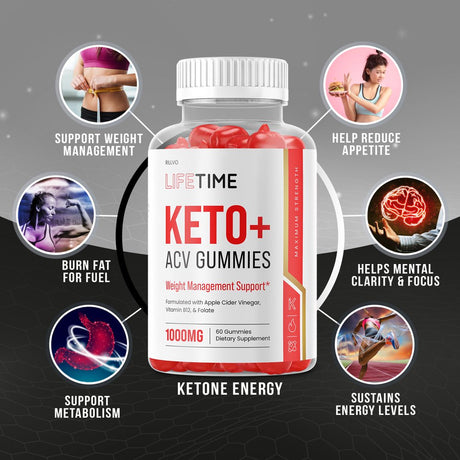 (1 Pack) Lifetime Keto Gummies - Life Time Keto ACV Gummy’S - Supplement for Weight Loss - Energy & Focus Boosting Dietary Supplements for Weight Management & Metabolism - 60 Gummies