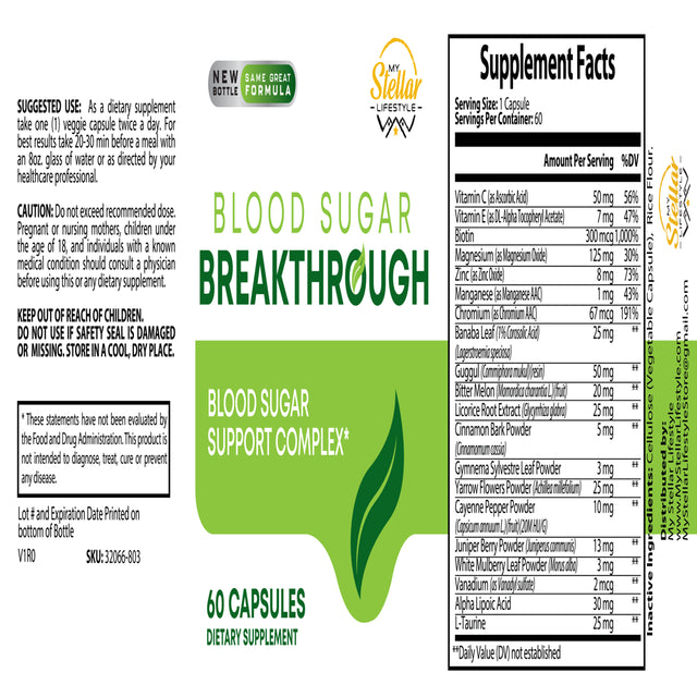 Blood Sugar Breakthrough, Blood Sugar Support-60 Capsules