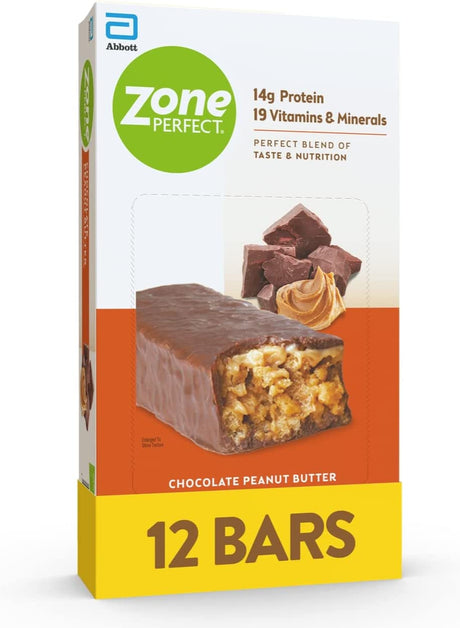 Zoneperfect Protein Bars, 14G Protein, 19 Vitamins & Minerals, Nutritious Snack Bar, Chocolate Peanut Butter, 12 Bars