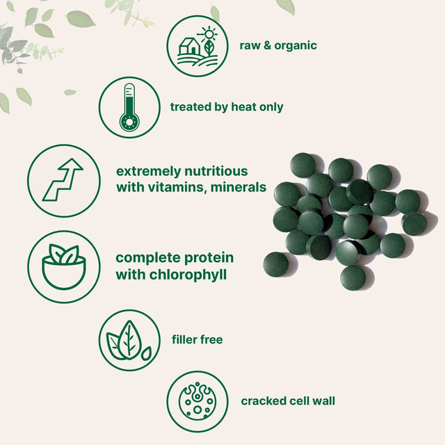 Certified Organic Chlorella Tablets, Broken Cell Wall, 3000Mg 720 Counts, Rich in Vegan Protein, Vitamins, Minerals