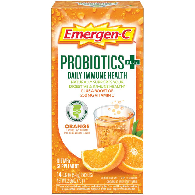 Emergen-C Probiotics plus Vitamin C Probiotic Drink Mix, Orange Flavor, 14 Ct