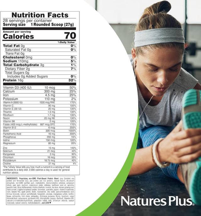 Naturesplus Energy Shake - 1.7 Lb - 16 Grams of Plant-Based Protein per Serving - Contains Digestion-Supporting Enzymes - No Added Sugar - Non-Gmo, Vegetarian, Gluten Free - 28 Servings