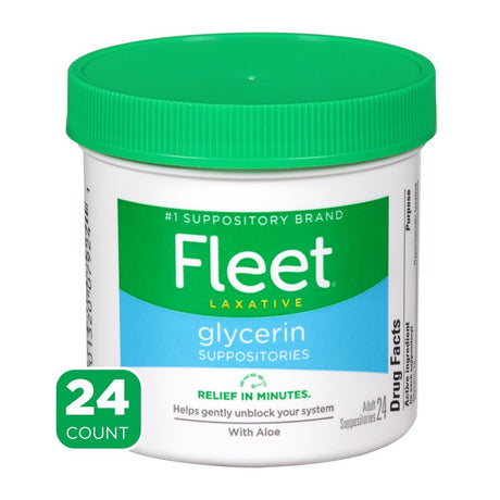 Fleet Laxative Glycerin Suppositories for Adult Constipation, 24 Count