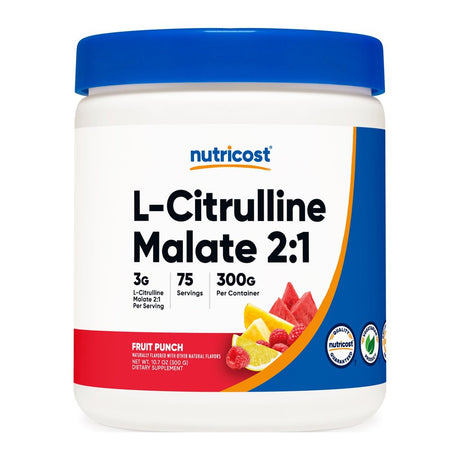 Nutricost L-Citrulline Malate 2:1 (300G) Fruit Punch - Workout Support, Muscle Performance, Nitric Oxide Booster - Fitness Supplement Powder