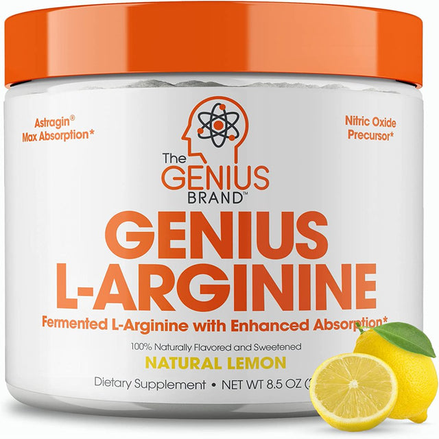 Nitric Oxide Booster L-Arginine Supplement for Healthy Blood Pressure - Performance Support, Lemon, Genius L-Arginine by the Genius Brand