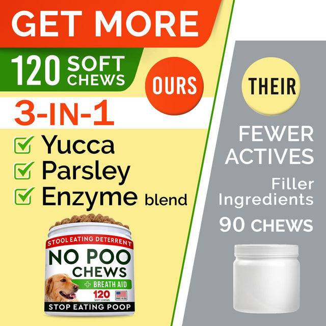 Strellalab No Poo Treats - No Poop Eating for Dogs - Coprophagia Stool Eating Deterrent Stop Eating Poop for Dogs - Probiotics & Digestive Enzymes - Digestive Health & Immune Support - 120Ct