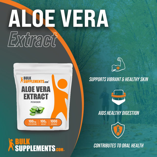 Bulksupplements.Com Aloe Vera Extract Powder, 100Mg - Hair & Skin Health Supplement (100G - 1000 Serv)