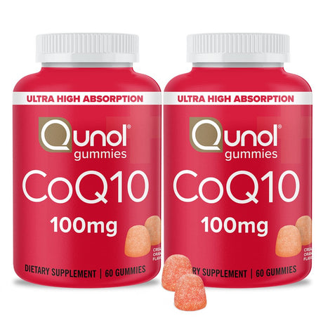 Coq10 Gummies, Qunol Coq10 100Mg, Delicious Gummy Supplements, Helps Support Heart Health, Vegan, Gluten Free, Ultra High Absorption, 2 Month Supply (60 Count, Pack of 2)