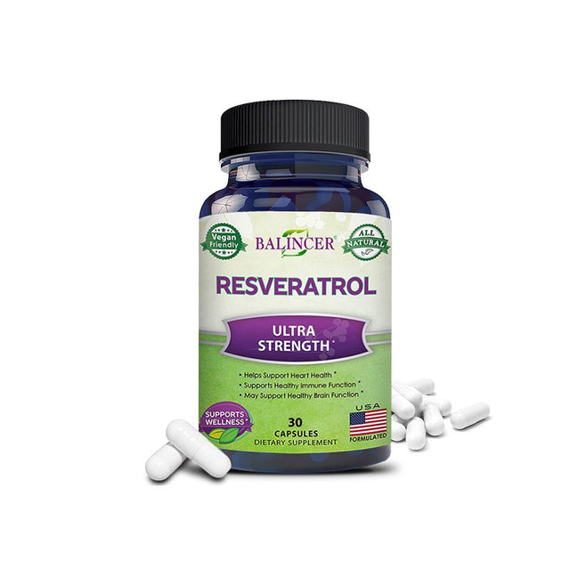 Balincer 100% Natural Resveratrol - Antioxidant Supplement, Trans-Resveratrol Pills for Heart Health and Pure, Trans-Resveratrol and Polyphenols