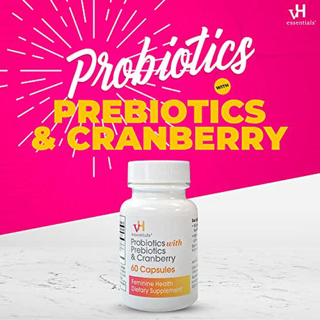 Vh Essentials Probiotics with Prebiotics and Cranberry Feminine Health Supplement - 60 Capsules