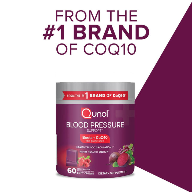 Qunol Blood Pressure Support Soft Chews, 680Mg Beet + Coq10 and Grapeseed, 60 Count