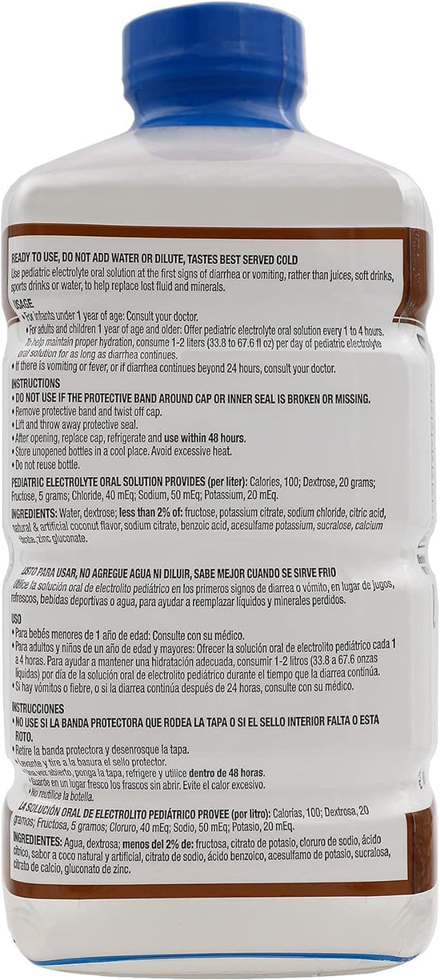 REPONE SUERO Electrolyte Solution with Zinc, Rehydrates, Restores Minerals and Nutrients, Coconut Flavor, 2-Pack of 33.8 Fl Oz 2 Bottles