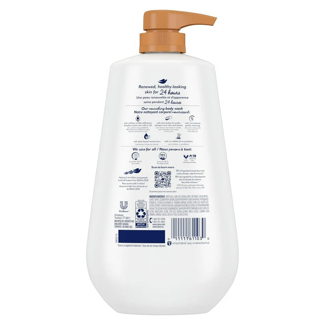 Dove Pampering Long Lasting Gentle Body Wash, Shea Butter and Vanilla, 30 Fl Oz