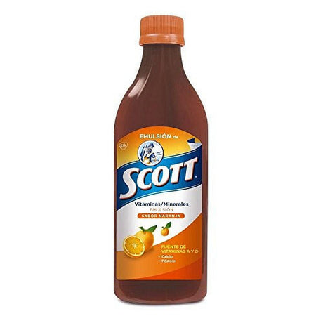 Scott Emulsion Orange Flavor - Family Size 400Ml - Vitamin Supplement Rich in Cod Liver Oil, Vitamins a and D, Calcium and Phosphorus - Emulsion Scott Naranja