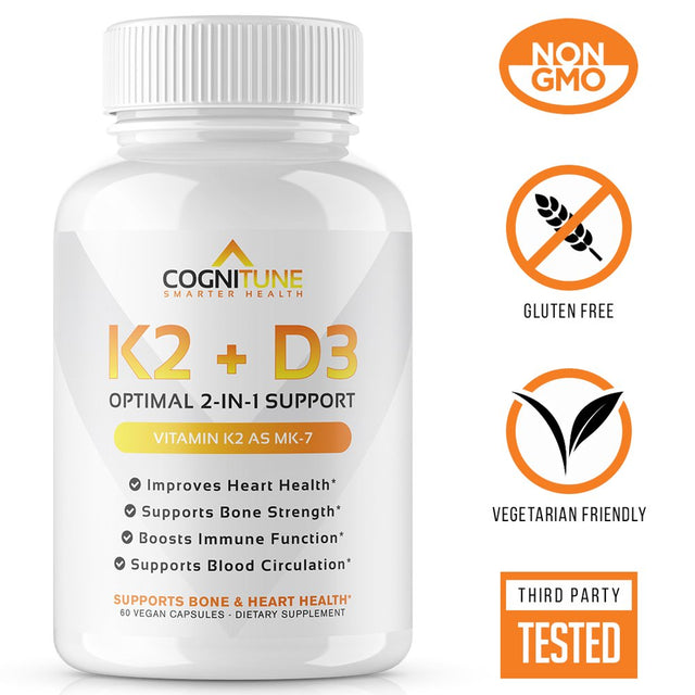 Vitamin D3 5000Iu+Vitamin K2 (MK7), K2+D3 Immune, Heart & Bone Health Supplement, 60-Day Supply