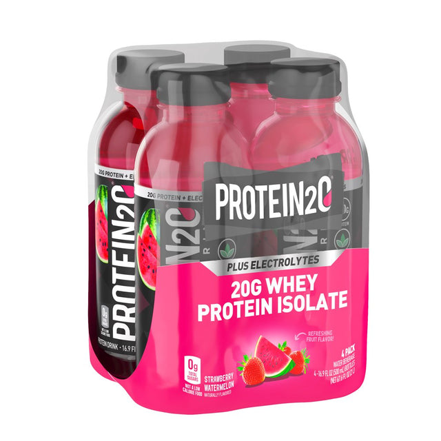 Protein2O 20G Whey Protein Infused Water plus Electrolytes, Strawberry Watermelon, 16.9 Fl Oz (Pk of 4)