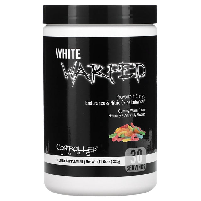 Controlled Labs White Warped, Preworkout Energy, Endurance & Nitric Oxide Enhancer, Gummy Worm, 11.64 Oz (330 G)