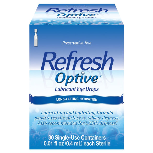 Refresh Optive Lubricant Eye Drops Preservative-Free Tears, 0.4 Ml, 30 Count