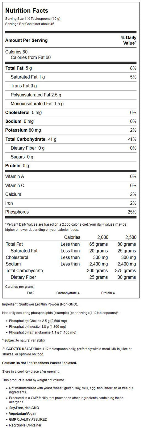 NOW Foods Sunflower Lecithin Essential Nutrient Powder, 1 Lb