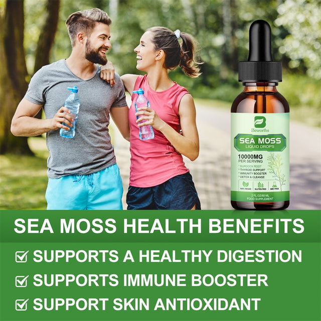 Beworths Organic Sea Moss Liquid Drops 10000Mg - 5X Stronger than Gummy & Capsules - Joint, Digestion, Thyroid Immunity Essential Support - 60Ml