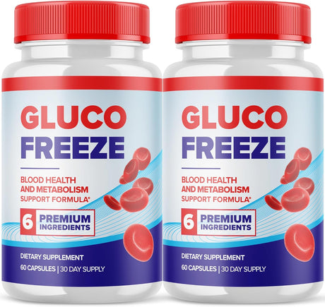 (2 Pack) Gluco Freeze Pills -  Pills for Blood Advanced Formula - Gluco Freeze Capsules Blood Support Supplement (120 Capsules)