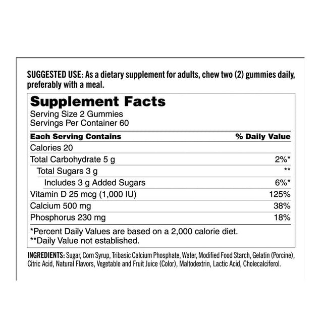 Kirkland Calcium 500 Mg. with D3, 240 Adult Gummies