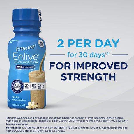 Ensure Enlive Advanced Nutritional Drink, 20 Grams Protein, Vanilla, 8 Fl Oz, 16 Count