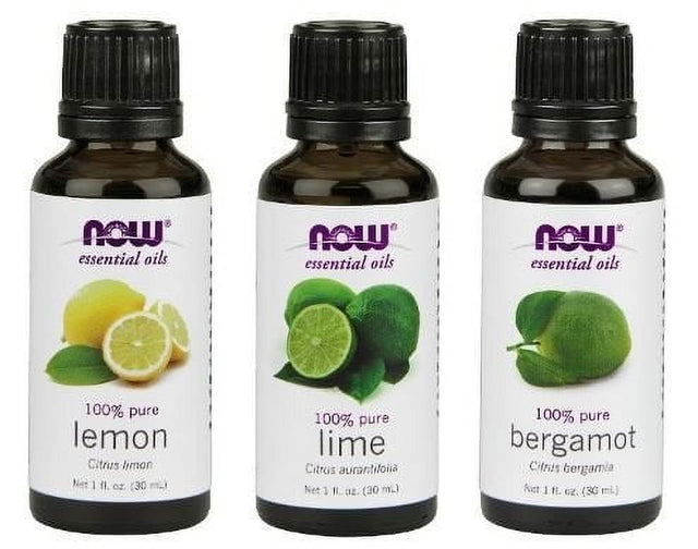 Now Foods Fulfill & Uplift 3-Pack Variety: Bergamot Oil, Lemon Oil, and Lime Oil 1OZ Each