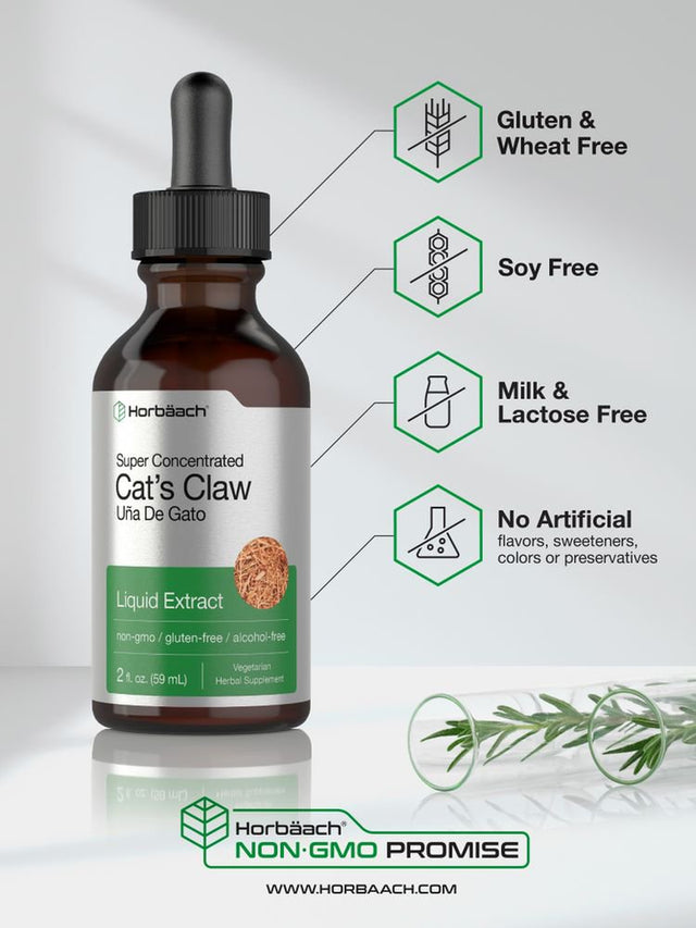 Cats Claw Liquid Extract | 2 Oz | Vegetarian & Alcohol Free | by Horbaach