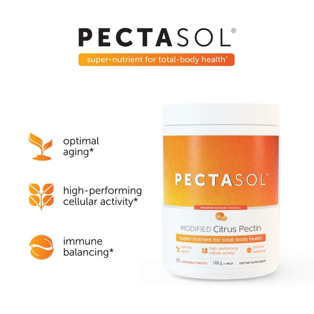 Econugenics Pectasol Modified Citrus Pectin for Total-Body Health & Optimal Aging - Daily Super-Nutrient for High Performing Cells - 120 Chewable Tablets