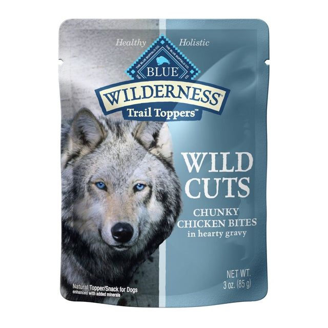 Blue Buffalo Wilderness Trail Toppers Wild Cuts High Protein Chunky Chicken Bites in Gravy Wet Dog Food, Grain-Free, 3 Oz. Pouch