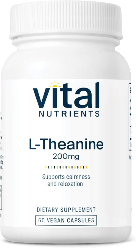 Vital Nutrients L-Theanine 200 Mg | Vegan Supplement | L Theanine Supports Normal Stress Levels and Cognitive Function* | Gluten, Dairy and Soy Free | 60 Capsules