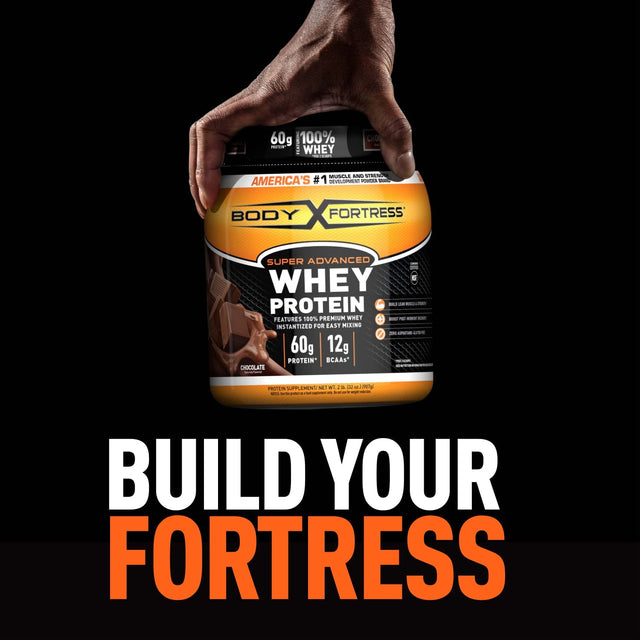 Body Fortress Super Advanced Whey Protein Powder, Chocolate Flavored, Gluten Free, 2 Lb