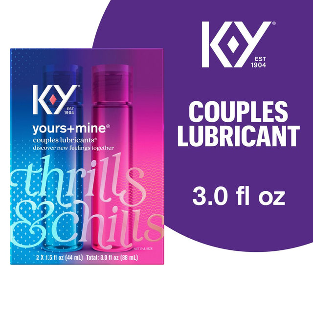 Lube K-Y Yours & Mine 3 Fl Oz Adult Toy Friendly Personal Lubricant for Couples, Men, Women, Pleasure Enhancer, Vaginal Moisturizer, Arousal Stimulant, Paraben Free, Tingling Warming Thrills & Chills