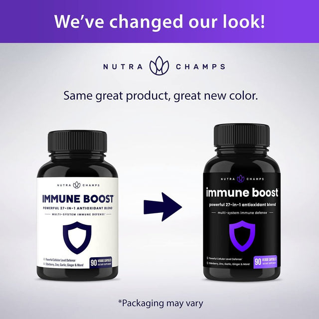 Nutrachamps Immune Boost Support Supplement [Elderberry Extract, Vitamin C, Zinc, Echinacea, Mushrooms & Probiotics] Powerful Multi System Defense Booster Pills | 90 Veggie Capsules