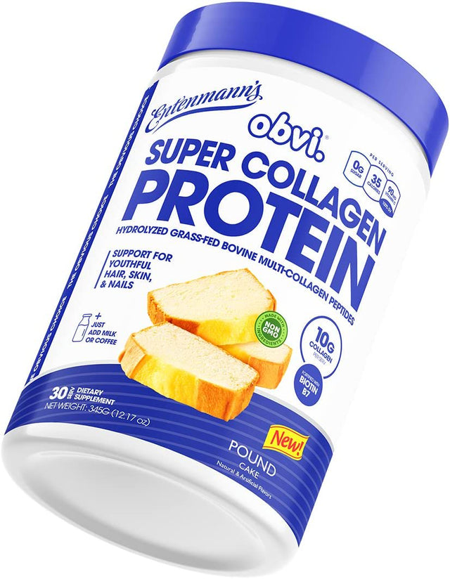 Obvi Entenmann'S Collagen Peptides, Protein Powder, Hydrolyzed Grass-Fed Bovine Collagen Peptides, Supports Gut Health, Healthy Hair, Skin, Nails (Pound Cake, 30 Servings)