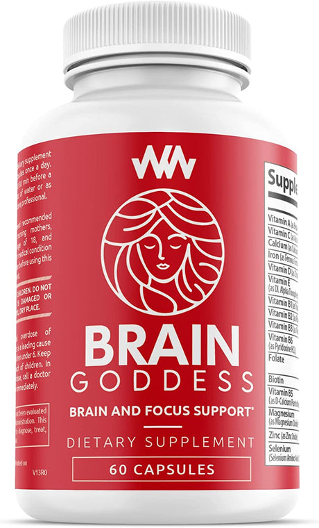 Womens Brain Supplement and Focus Support | Female Specific Memory Booster | Brain Goddess | Enhance Clarity and Concentration | Warped Wellness