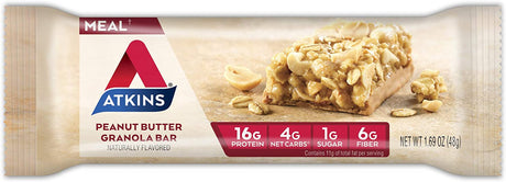 Atkins Peanut Butter Granola Protein Meal Bar, 1.69 Oz, 5 Ct