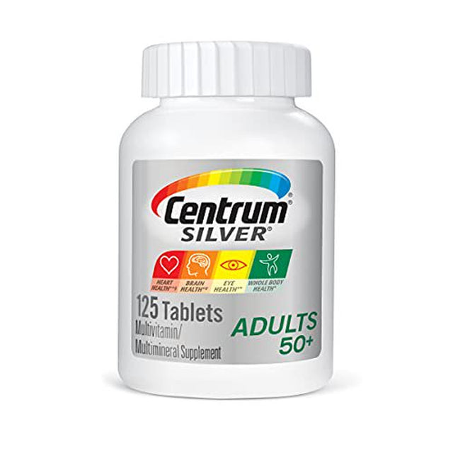 Centrum Silver Multiviramin and Multiminerals for Adult 50 plus Supplement Tablets, 125 Ea, 6 Pack