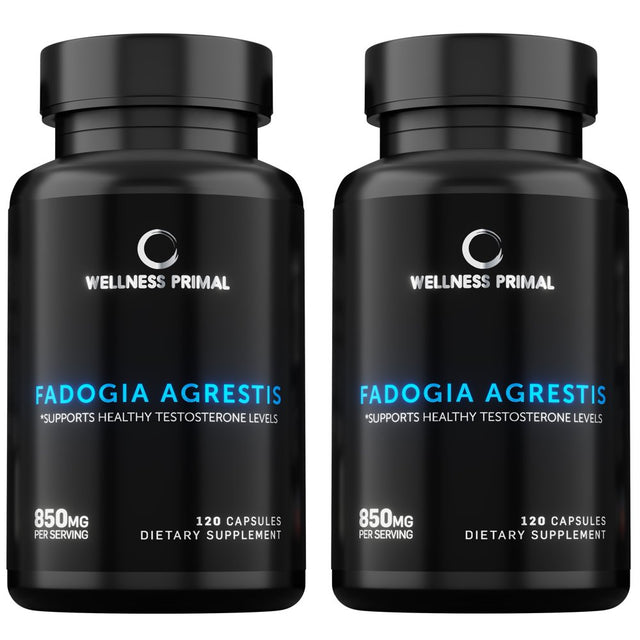 Fadogia Agrestis 850Mg per Serving (120 Capsules) Maximum Strength Extract Supports Healthy Testosterone Levels and Athletic Performance Made in the USA by Wellness Primal (2 Bottle)