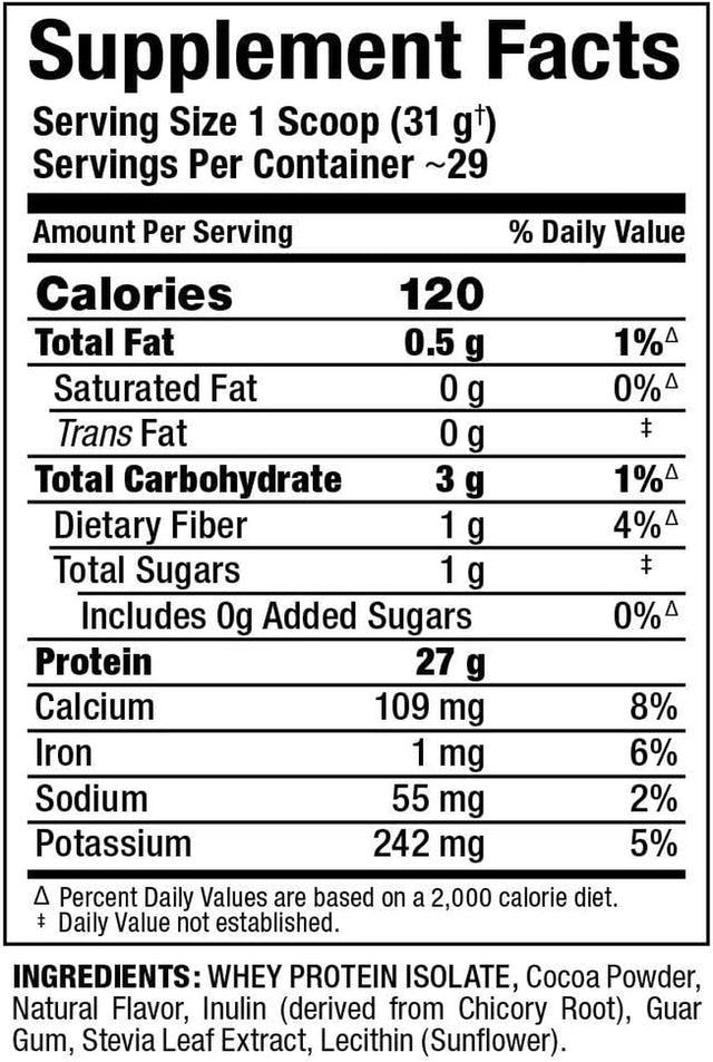 ALLMAX ISONATURAL Whey Protein Isolate, Chocolate - 2 Lb - 27 Grams of Protein per Scoop - Zero Fat & Sugar - 99% Lactose Free - with Prebiotics - No Artificial Flavors - Approx. 29 Servings