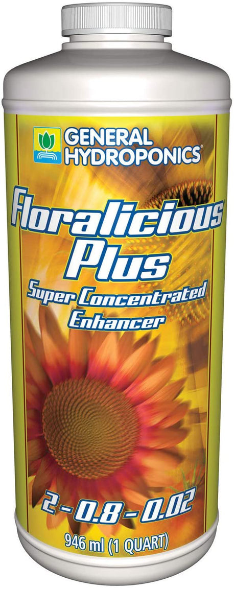 General Hydroponics HGC732206 Floralicious plus 2-0.8-0.5, Concentrated Blend of Plant, Marine & Other Nutrients, Enhance Growth, Build Root & Leaf Mass, 1-Quart