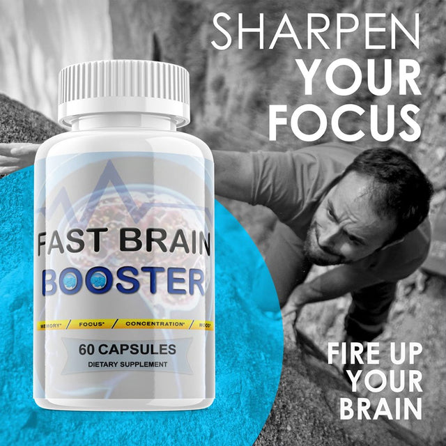 (2 Pack) Fast Brain Booster - Dietary Supplement for Focus, Memory, Clarity, & Energy - Advanced Cognitive Support Formula for Maximum Strength - 120 Capsules