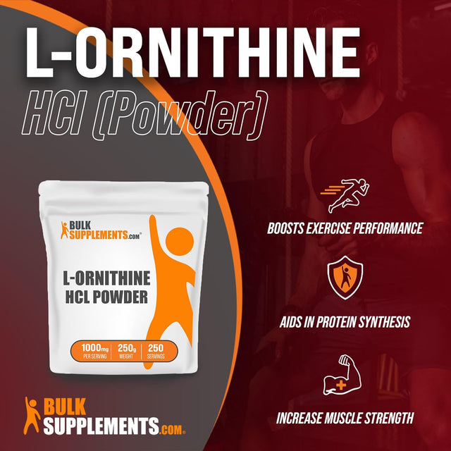 BULKSUPPLEMENTS.COM L-Ornithine Hcl Powder - L-Ornithine Hydrochloride - L Ornithine Powder - Amino Acids Supplement - 1000Mg of Ornithine Hcl per Serving, 250 Servings (250 Grams - 8.8 Oz)