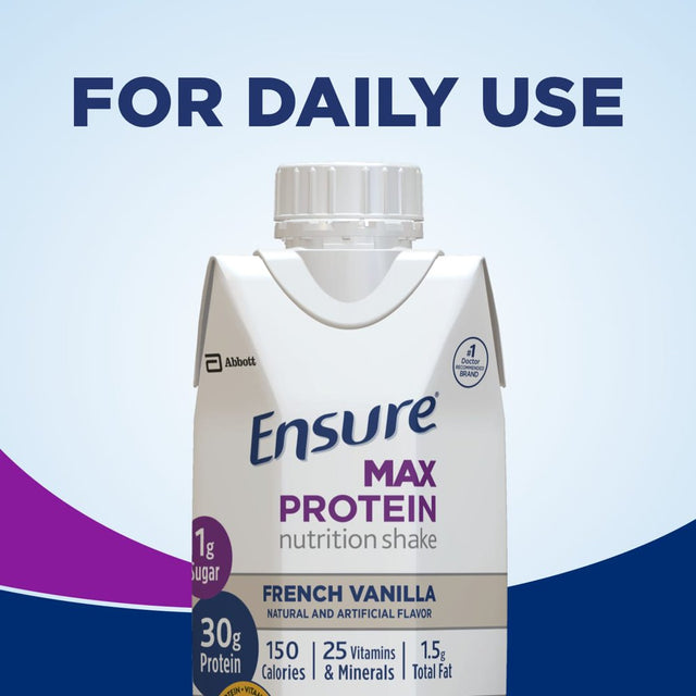 Ensure Max Protein Nutrition Shake, French Vanilla, 11 Fl Oz, 4 Count