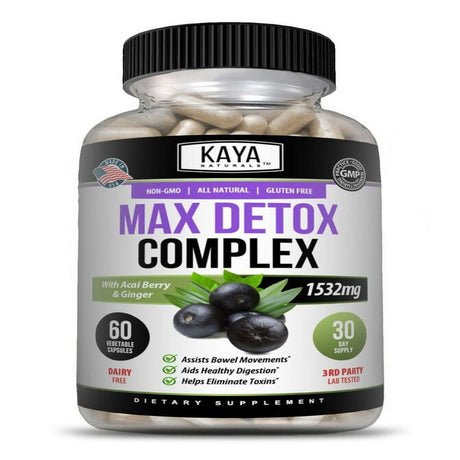 Max Detox - Colon Cleanse, Detox Toxins, Energy Boost, Weight Loss 60 Capsules